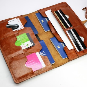 Crazy Horse Leather Travel Wallet | Passport & Ticket Holder with Card Slots, Snap Closure | Personalized