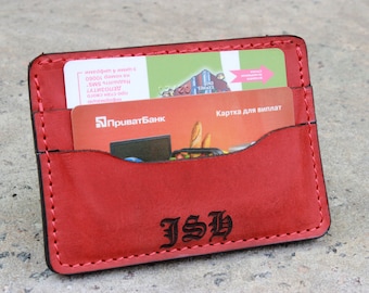 Tarjetero de cuero personalizado, billetera Crazy Horse hecha a mano