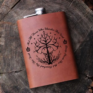 White tree flask Leather Wrapped Flask Grooms Gift Personalized Flask Engraved fantastic  Flask Wedding gift The Engraved flask Flask Groom