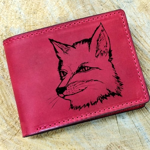 Cartera Fox, Cartera de cuero personalizada - Cartera para hombre - Cartera hecha a mano - Fox, regalo 2023