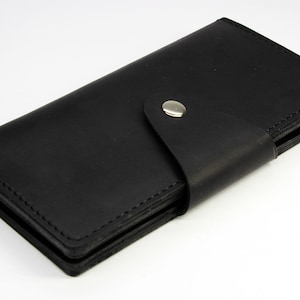 Cartera larga, cartera de hombres, monedero de cuero para hombres, cartera de novio, regalo para él marido, regalo prometido, aniversario de regalo, cartera afligida