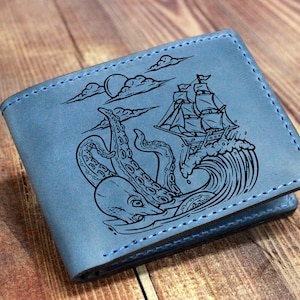 Cartera de pulpo, cartera Kraken, regalo de papá 2022, regalo de fan de Kraken