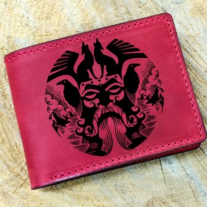 Portafoglio da uomo bifold in pelle vichinga, portafoglio in pelle celtica norrena, portafoglio pieghevole della carta delle rune norrene vegvisir, portafoglio per carte di credito, regalo Odin