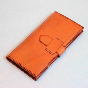 Long Bifold Leather Wallet with coins pocket
