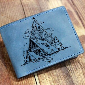 Billetera Camper, naturaleza, billetera de cuero para hombres, billetera minimalista, billetera personalizada, billetera plegable, billetera de tarjeta de crédito, billetera para hombres, regalo del día del padre