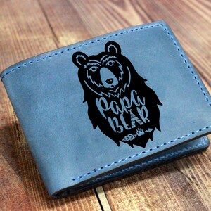 Papa Bear Cartera De Cuero Personalizada, Cartera Personalizada Para Hombres, Mejor Regalo De Navidad Para El Abuelo, Regalo De Aniversario Para Esposo, Regalos De Bodas
