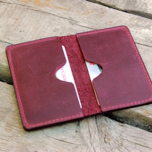 Soporte de tarjeta de visita de cuero, estuche de tarjeta de visita, billetera plegable, billetera minimalista, titular de tarjeta de crédito, organizador de tarjeta de crédito, billetera delgada