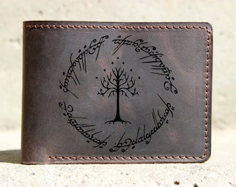 White tree Wallet, Personalized Mens Wallet, The One Ring, leather wallet Tree of life Leather Wallet Mens, Personalized Christmas Gift