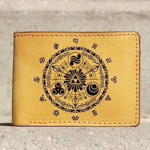 Circle Time Wallet, Time Gate Mens Wallet, Legendary Leather Wallet, Hyrule Crest, billetera de cuero, billetera Triforce, leyenda de elda