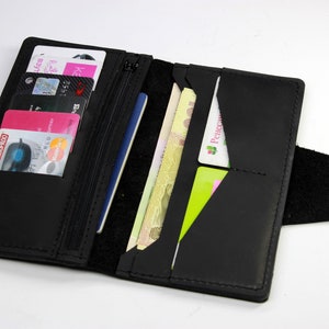 Cartera de viaje-Cartera grande de las mujeres-Cartera de viaje de cuero-Pasaporte-Cartera larga personalizada-Cartera de viaje clásica-Cartera de documento