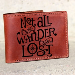 Not All Who Wander Are Lost Portemonnaie, Personalisiertes Leder Portemonnaie, Herren Leder Portemonnaie, Herren Geldbörse, Leder Portemonnaie