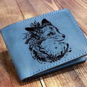 Cartera de cuero personalizada - Cartera para hombre - Cartera hecha a mano - Fox