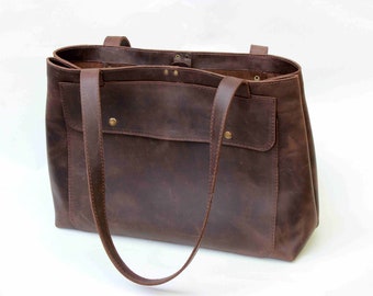 Lederen Tote Bag, laptop tas vrouwen, lederen laptoptas, Tote Bag met zakken, gepersonaliseerde Tote tassen voor vrouwen, lederen laptoptas vrouwen