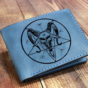 Satánica Baphomet Goat Head Wallet, Occult Gift leather wallet, Sigil Of Baphomet Card Goth billfold Wallet, Satan Devil Demon 666 Wallet