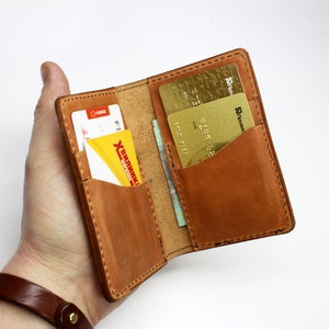 Monedero pequeño cuero / cartera de cuero de bolsillo delantero / cartera delgada / cartera de color de trigo minimalista / cartera bípedo delgado / cartera de cuero