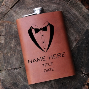 Frasco de cadera de novio personalizado, 9 oz grabado mejor hombre frasco de cadera, regalo de los padrinos, regalo del novio