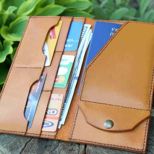 Monedero mujeres, cartera de cuero largo, billetera azul, cartera de cuero cartera de teléfono cartera, organizador de pasaporte de cuero, cartera bidireccional cartera de chequera