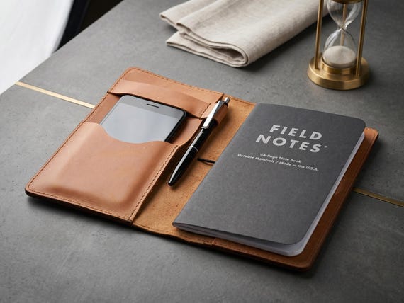 Leather Journal Cover for Moleskine Cahier Pocket Notebook With