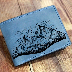 Nature,Mountain wallet, Gift for him,Minimalist wallet,Custom wallet,Personalized wallet,Engraved wallet,Father day gift,Original gift