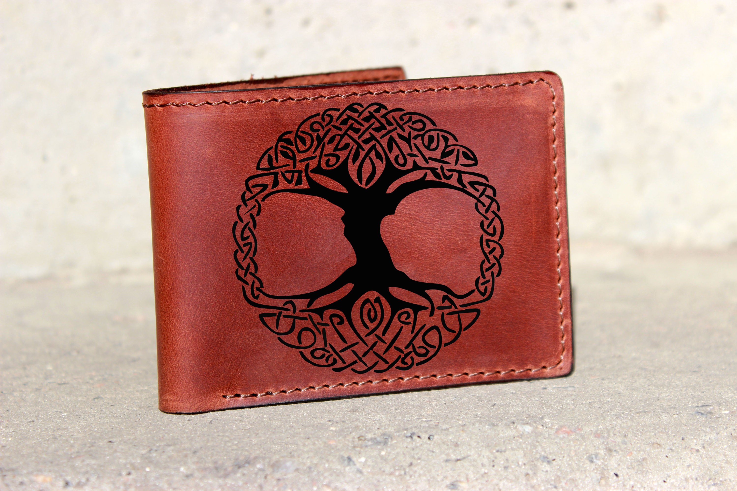 Lucky Tree Hand Painted Handmade Genuine Leather Wallet