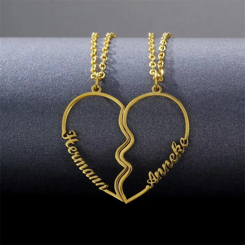 Custom Couple Name Necklace Set Romantic Necklace - Etsy