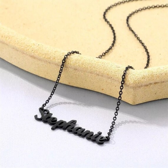 Black Name Necklace • Custom Name 