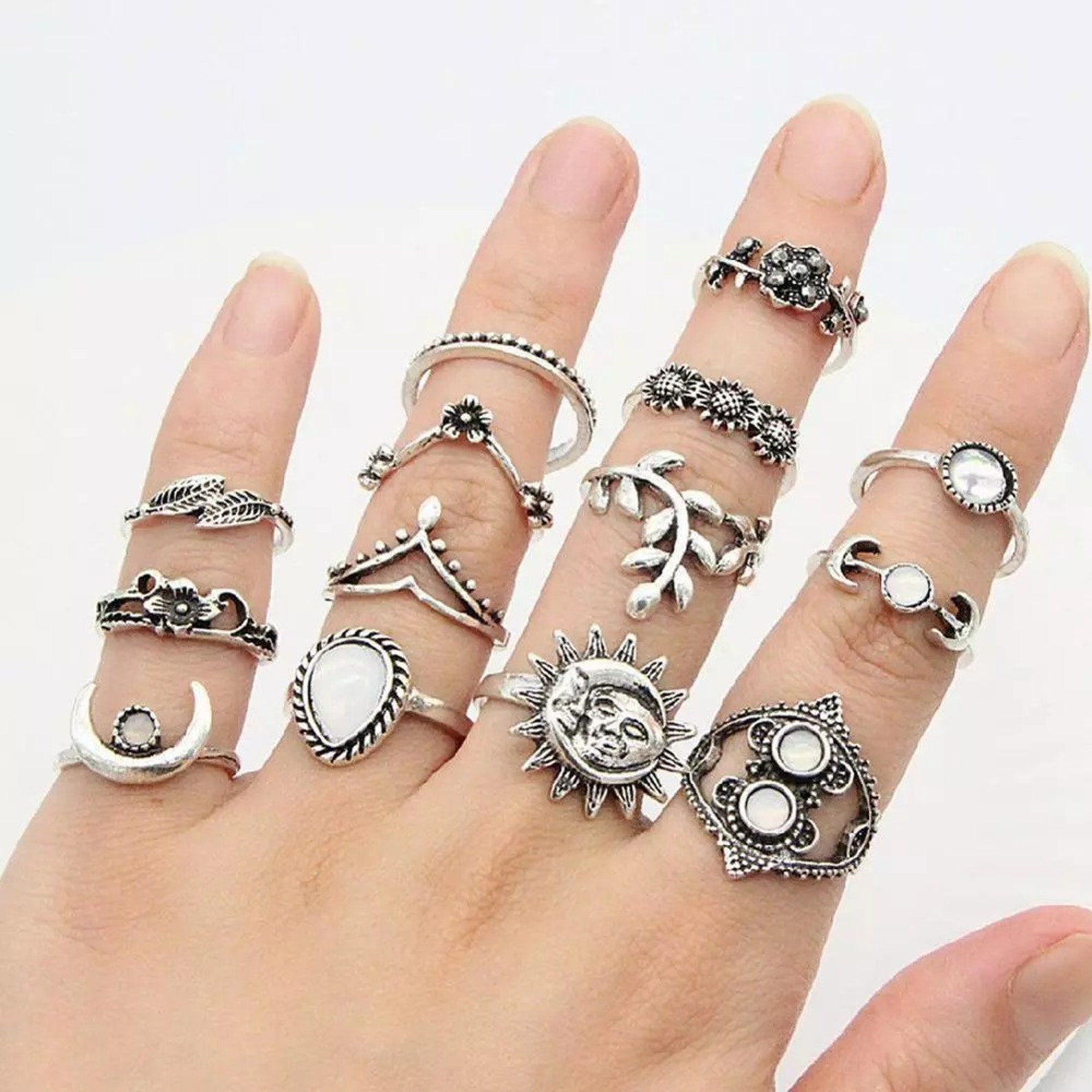 Gipsy Ring Set Boho Rings Set Bohemian Jewelry Hippie Etsy