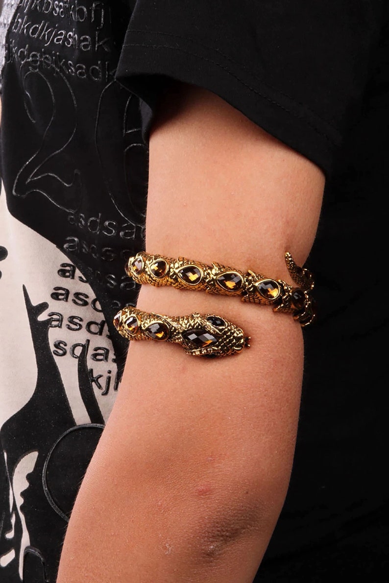 Snake Arm Cuff Bracelet Adjustable Serpent Jewelry Golden Etsy