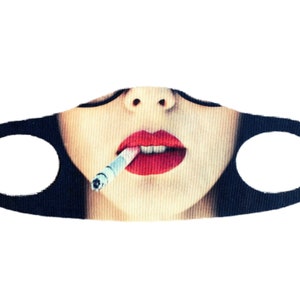 Woman with Cigaret Face Mask with filter, For Women Washable and Reusable  100% cotton face mask, Designer print Fashion mask
