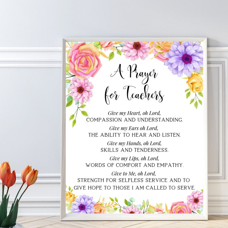 Teacher Prayer Plaque Teacher Gift Printable Teacher Desk