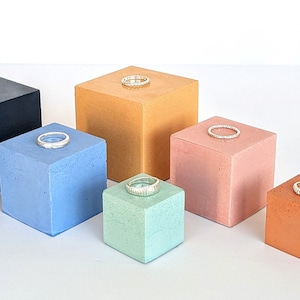 CUBE Concrete Display | 23 Colours | Square Concrete Block | Art Sculpture Object | Concrete Product Display Stand | Jewellery Photo Prop