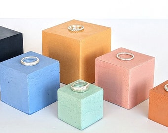 CUBE Concrete Display | 23 Colours | Square Concrete Block | Art Sculpture Object | Concrete Product Display Stand | Jewellery Photo Prop