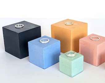 CUBE Concrete Display | 23 Colours | Square Concrete Block | Art Sculpture Object | Concrete Product Display Stand | Jewellery Photo Prop