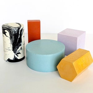 5pc CONCRETE DISPLAY Bundle | 23 Colours | Concrete Podium Prop Set | Geometric Product Shot Backdrop | Boutique Retail Shop Window Design