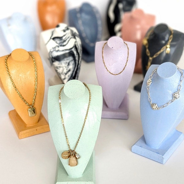 BUST NECKLACE Display Block | 35 Colours | Small Concrete Jewellery Stand | Boutique Retail Podium | Fine Jewellery Pendant Necklace Holder