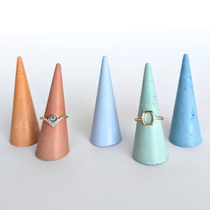 ANGLED Concrete Ring Cone | 23 Colours | Retail Jewellery Craft Fair Display | Nightstand Engagement Ring Cone | Unisex Wedding Band Holder