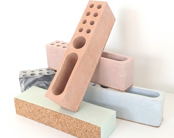 SLIM Concrete Organiser | CLEARANCE | Minimalist Bathroom & Desk Storage | Toothbrush Holder Phone Stand | Pen Pot Desk Tidy | Office