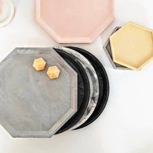 Large OCTO Concrete Tray | 23 Colours | 19cm Geometric Octagon Concrete Placemat | Modern Industrial | Jewellery Styling Craft Fair Display