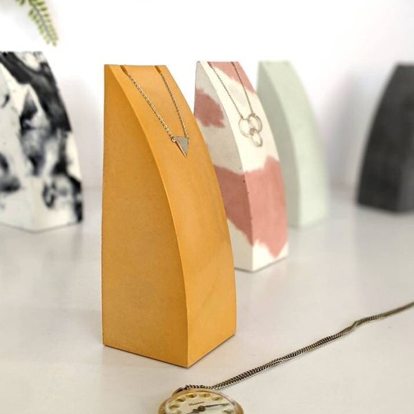 NECKLACE Holder Display Block | 23 Colours | Solid Concrete Jewelry Display | Boutique Visual Merchandising | Fine Jewellery Necklace Hanger