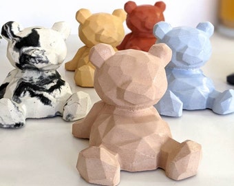 Estatua de OSO de hormigón / 35 colores / Sujetalibros geométrico de oso para guardería / Baby Shower revelación de género / Sujetalibros geométrico para decoración de habitación infantil