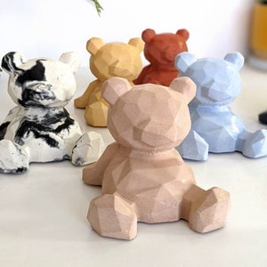 Concrete BEAR Statue | 23 Colours | Geometric Bear Nursery Bookend | Baby Shower Gender Reveal | Geometric Nursery Kids Room Decor Bookend