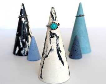CONE Concrete Ring Holder | 23 Colours | Unisex Wedding Band Holder | Nightstand Engagement Ring Holder | Jewellery Ring Cone Display