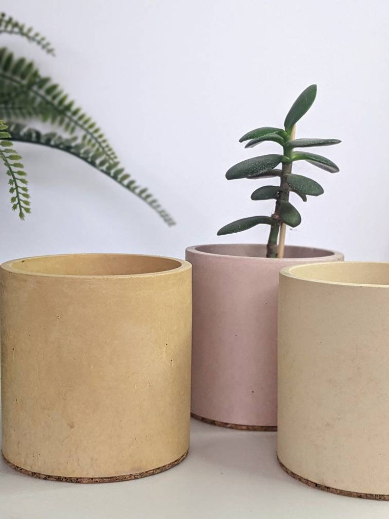 CYLINDER Concrete Pot 23 Colours Makeup Brush Storage Minimalist Desk Pen Tidy Toothbrush Holder Cactus Pot Artist Brush Holder image 9