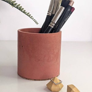 CYLINDER Concrete Pot 23 Colours Makeup Brush Storage Minimalist Desk Pen Tidy Toothbrush Holder Cactus Pot Artist Brush Holder image 4