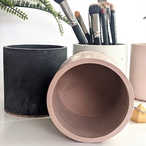 CYLINDER Concrete Pot 23 Colours Makeup Brush Storage Minimalist Desk Pen Tidy Toothbrush Holder Cactus Pot Artist Brush Holder image 5