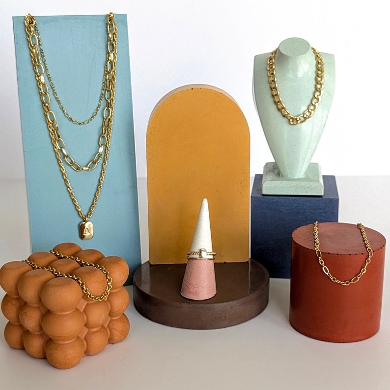 TALL 20cm NECKLACE Holder Display Block | 35 Colours | Solid Concrete ...