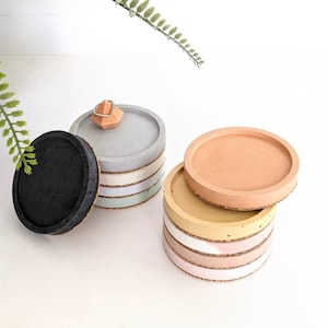 Small CIRCLE Concrete Coaster 23 Colours 7cm Minimalist Trinket Dish Jewelry Display Set of Coasters Plant Dish Flatlay Photo Prop image 7