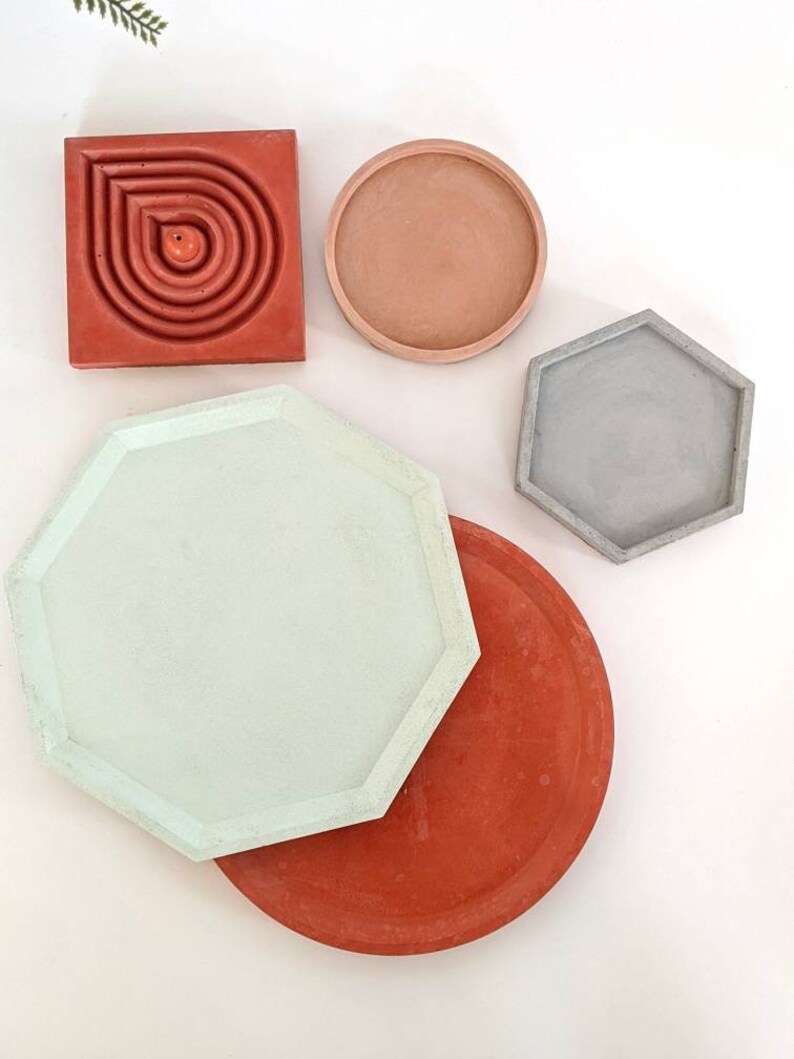 OCTO Large Concrete Tray 19cm 18 Colours Geometric Octagon Etsy