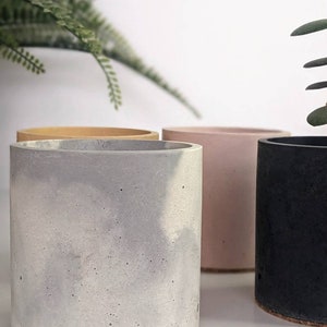 CYLINDER Concrete Pot 23 Colours Makeup Brush Storage Minimalist Desk Pen Tidy Toothbrush Holder Cactus Pot Artist Brush Holder image 8