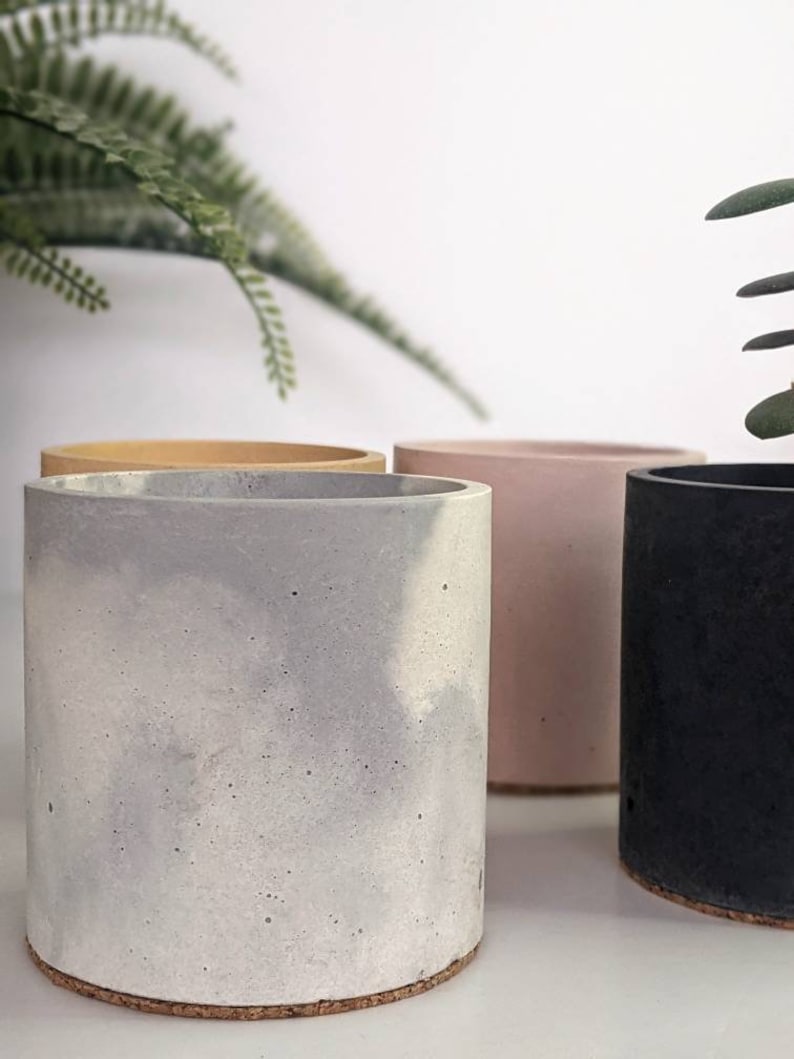 CYLINDER Concrete Pot 23 Colours Makeup Brush Storage Minimalist Desk Pen Tidy Toothbrush Holder Cactus Pot Artist Brush Holder image 8